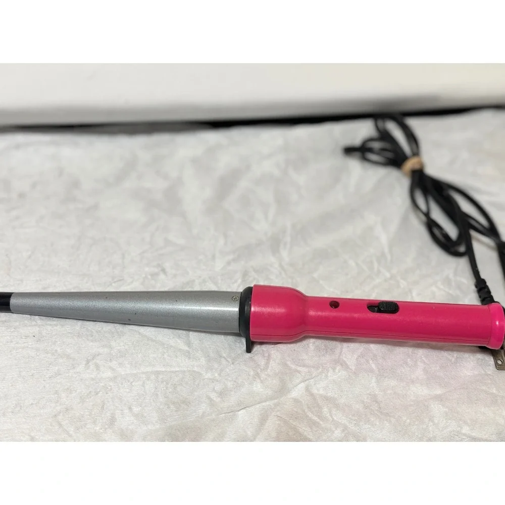 Conair You Curl Tapered Ceramic‎ Curling Wand Pink Silver Clipless Hair Styler